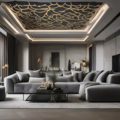 Luxurious custom-painted ceiling design with intricate details in Al Reem Island, Abu Dhabi